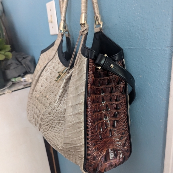 Brahmin Elegant Cream Crocodile-Embossed Tote Bag - Picture 6 of 12